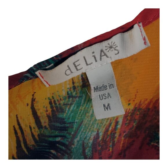 Delia's Women's Sheer Tank Top Feather Print Colorful Sleeveless  Size Medium - Picture 10 of 12